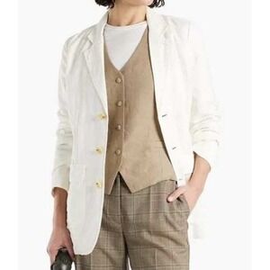 Alex Mill Womens S Ivory Three Button Linen Blend Blazer